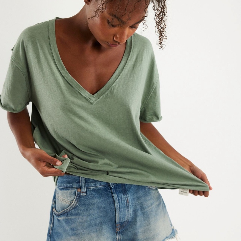 We the Free - Free People Nina V Neck Tee Maroon